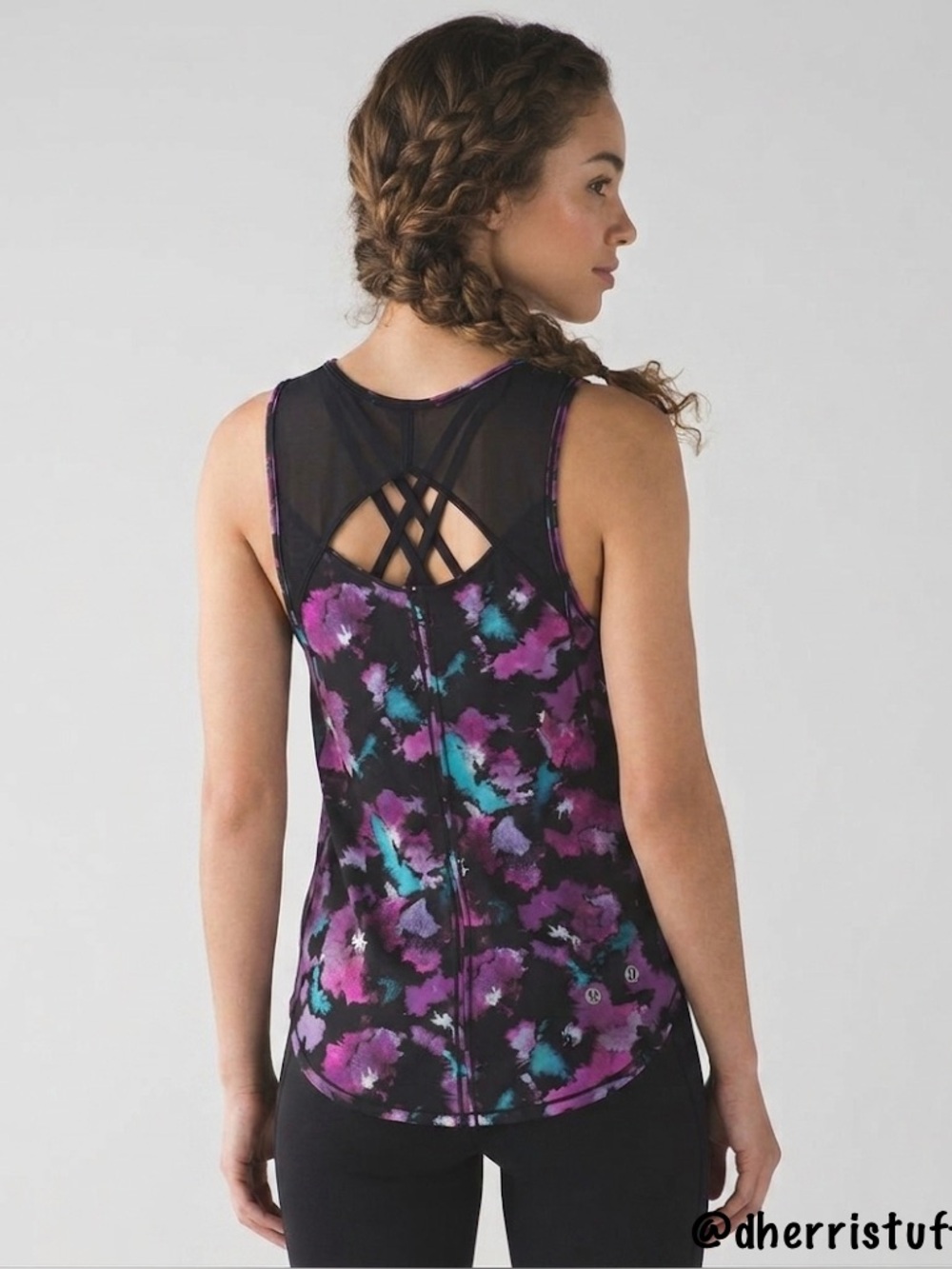Lululemon Sculpt Tank Top UPF 50+ Running Mesh Bloom Black Fuschia Size 4